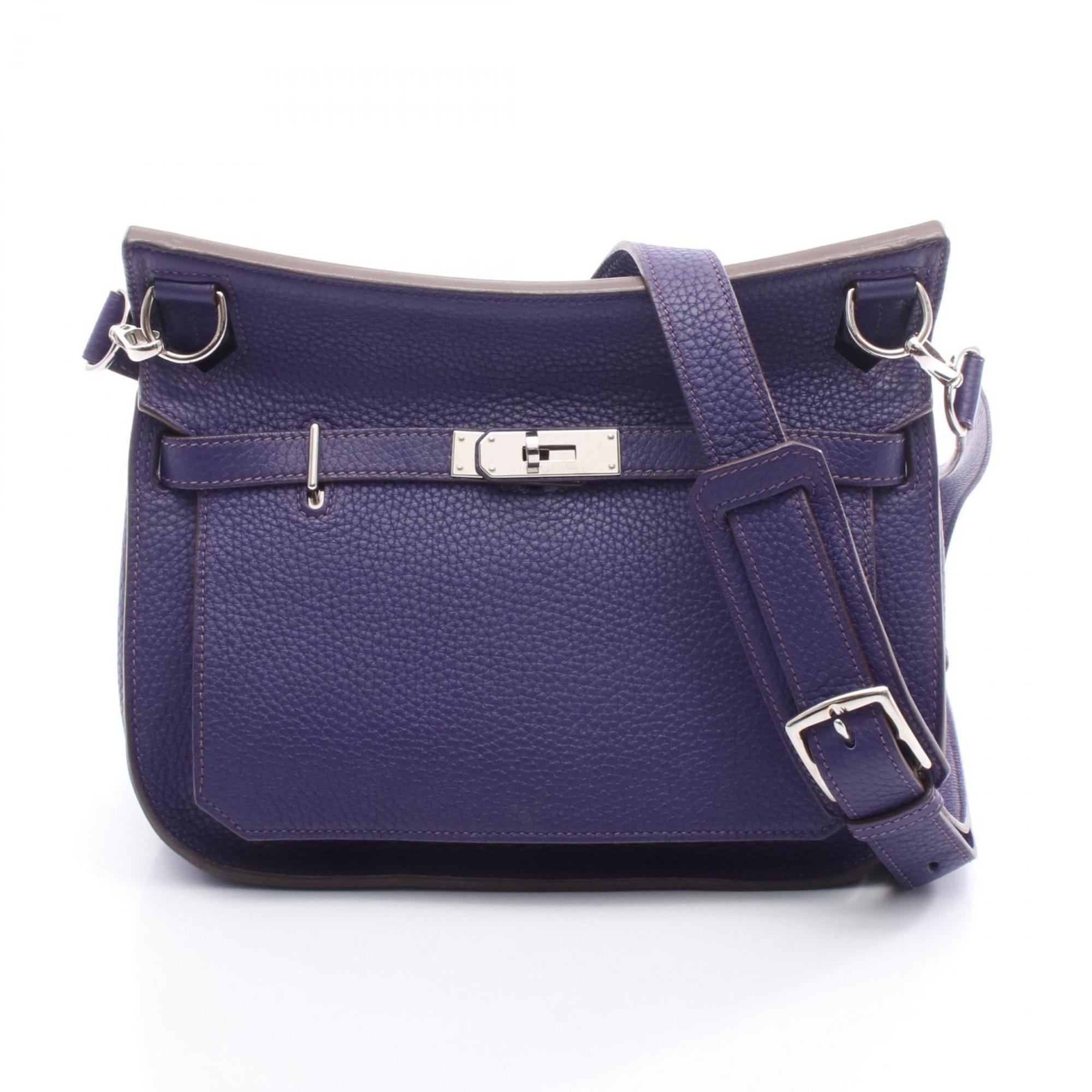 Hermes Iris Purple Taurillon Clemence Leather Leather Shoulder Bag (Pre-Owned)