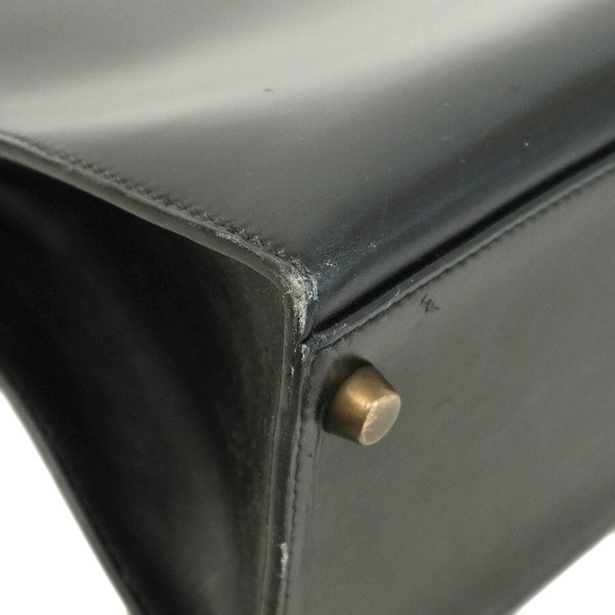 Hermes Black Box Calf Leather Handbag (Pre-Owned)