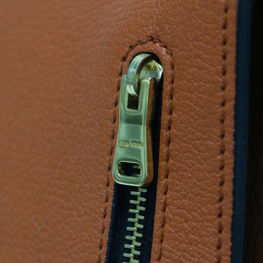 Miu Miu Brown Orange Leather Handbag Shoulder Bag (Pre-Owned)