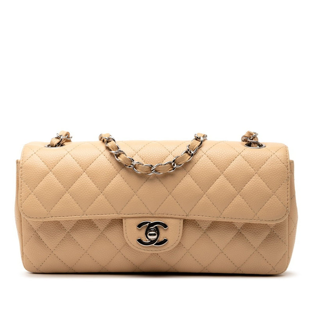 Chanel Beige Grained Calfskin Shoulder Bag (Pre-Owned)