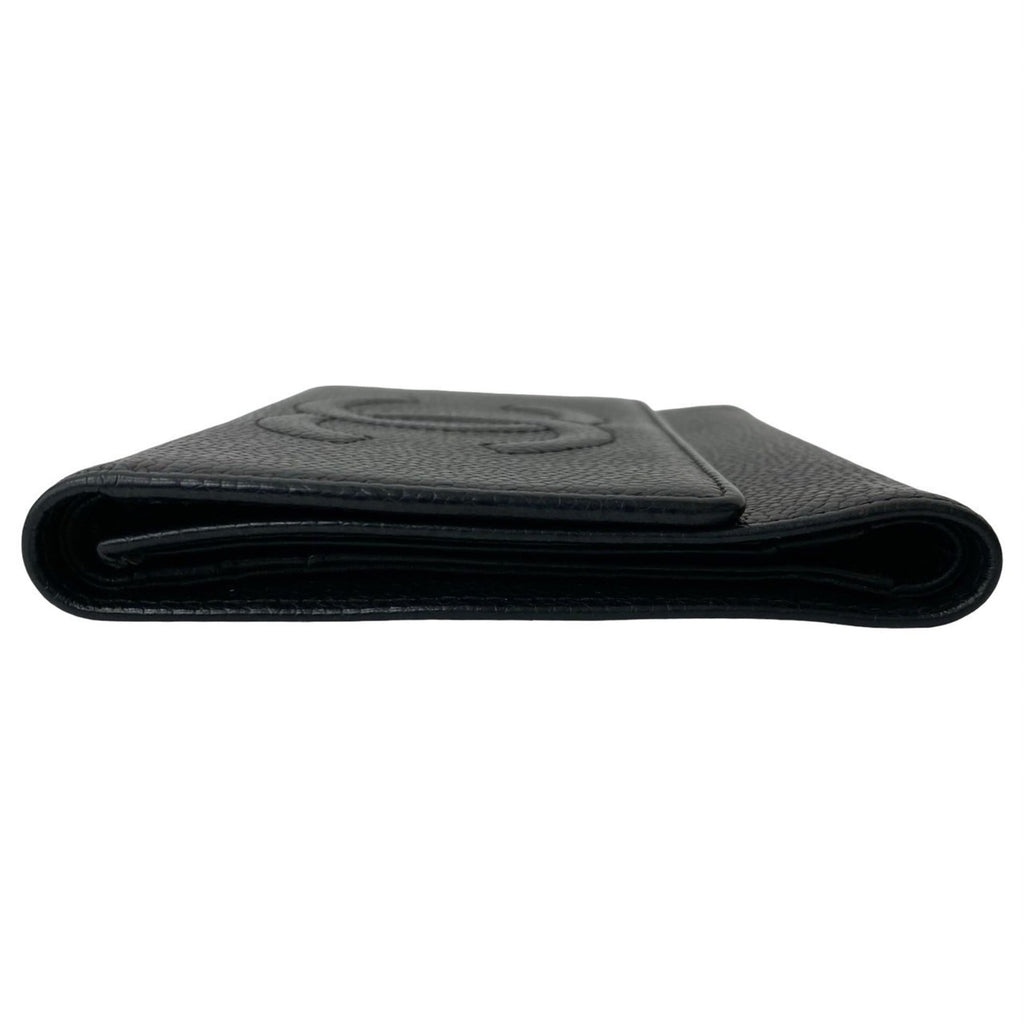 Chanel Black Grained Calfskin Wallet (Tri-Fold) (Pre-Owned)