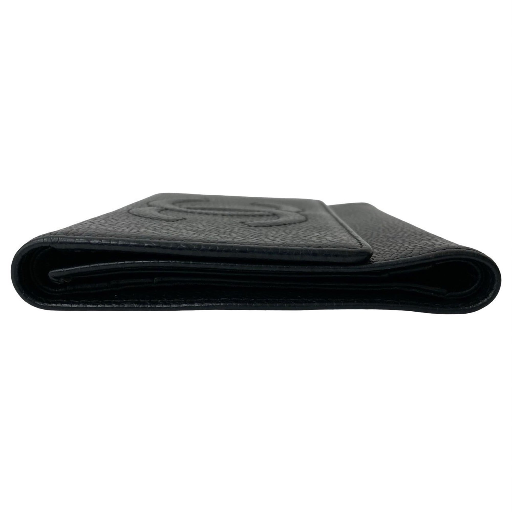 Chanel Black Grained Calfskin Wallet (Tri-Fold) (Pre-Owned)