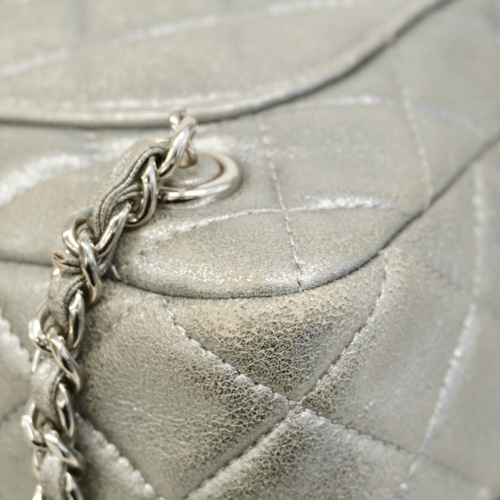 Chanel Silver Leather Backpack (Pre-Owned)
