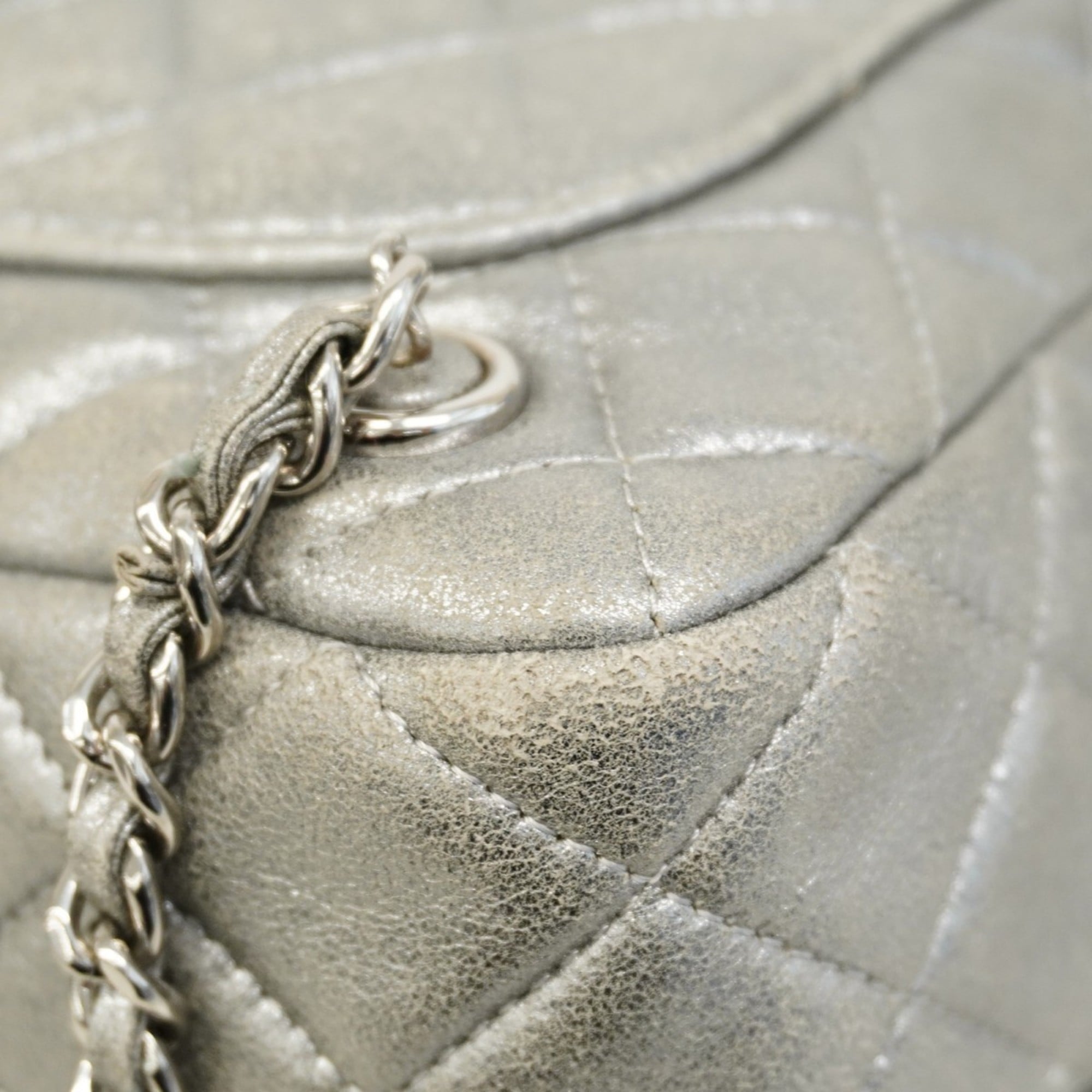 Chanel Silver Leather Backpack (Pre-Owned)