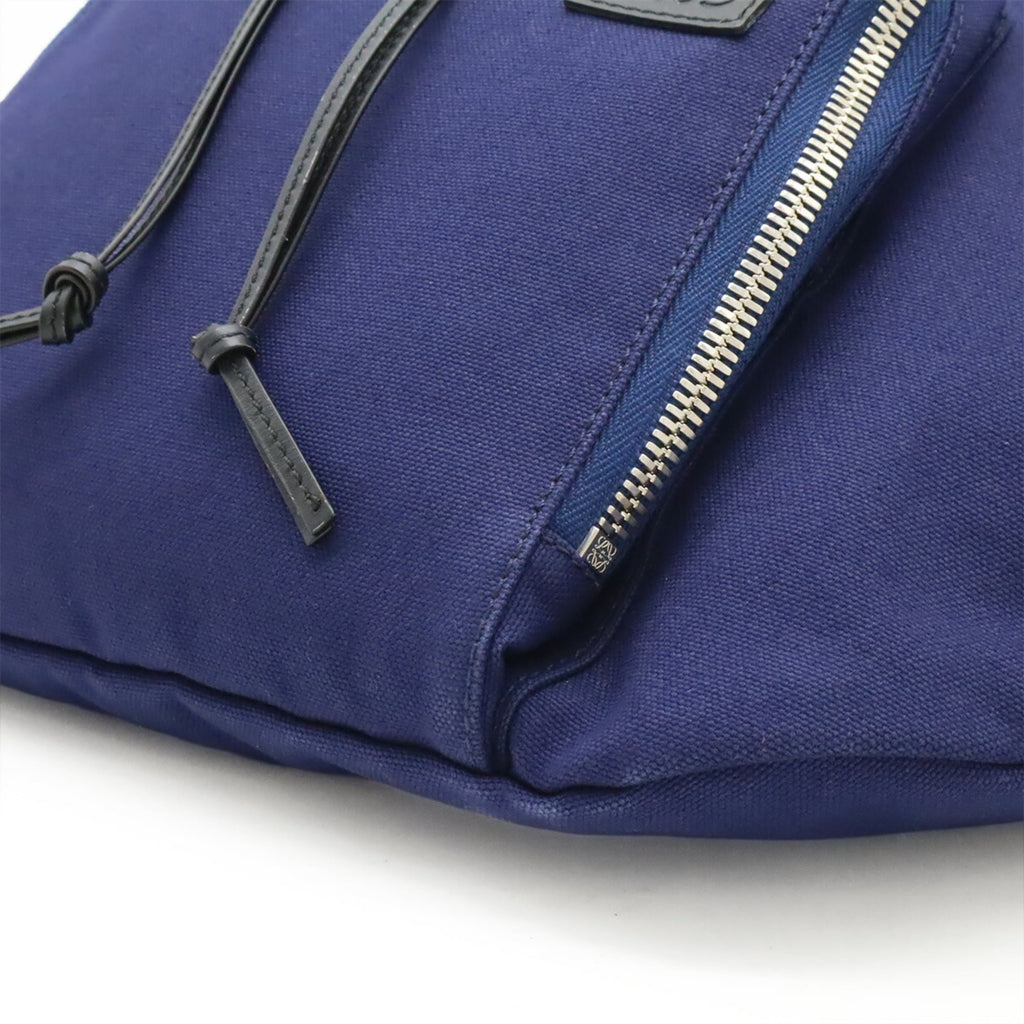 Loewe Blue Navy Canvas Leather Shoulder Bag Sling Bag (Pre-Owned)