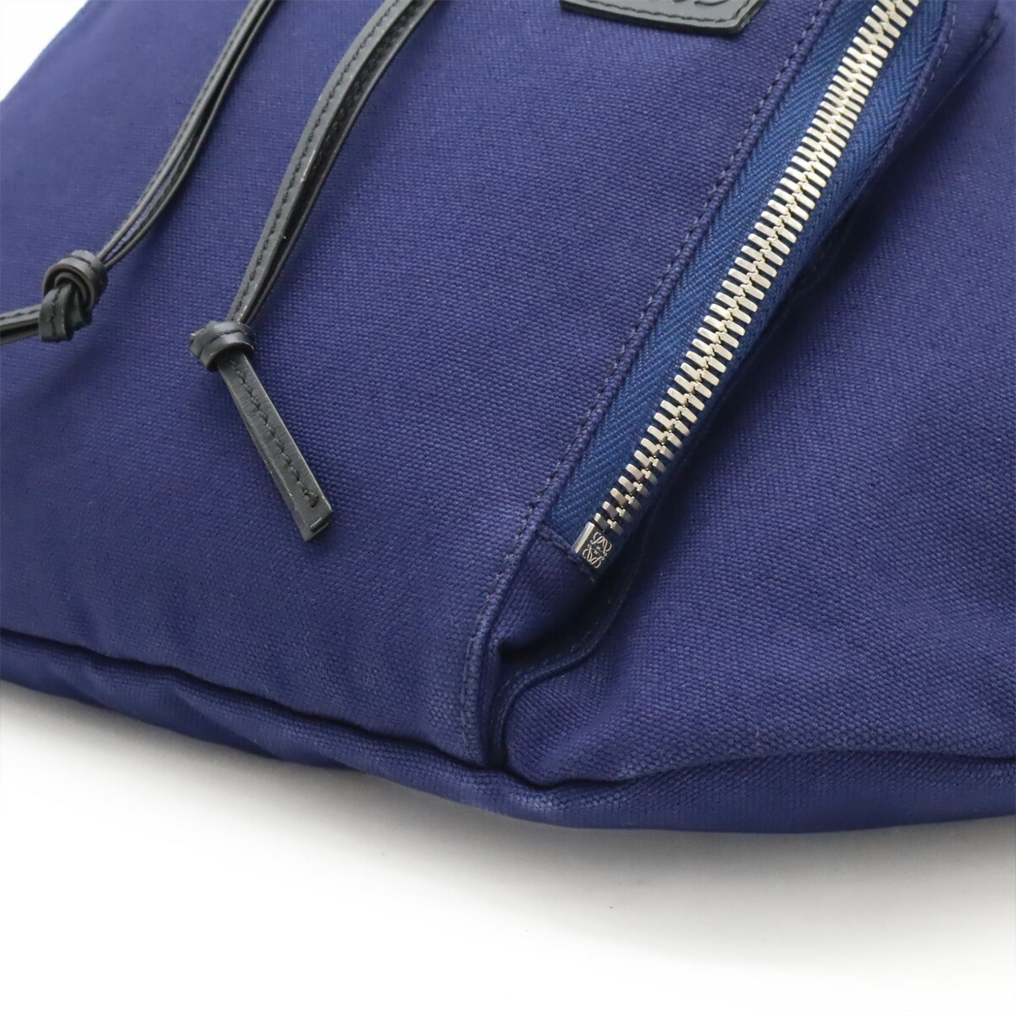 Loewe Blue Navy Canvas Leather Shoulder Bag Sling Bag (Pre-Owned)