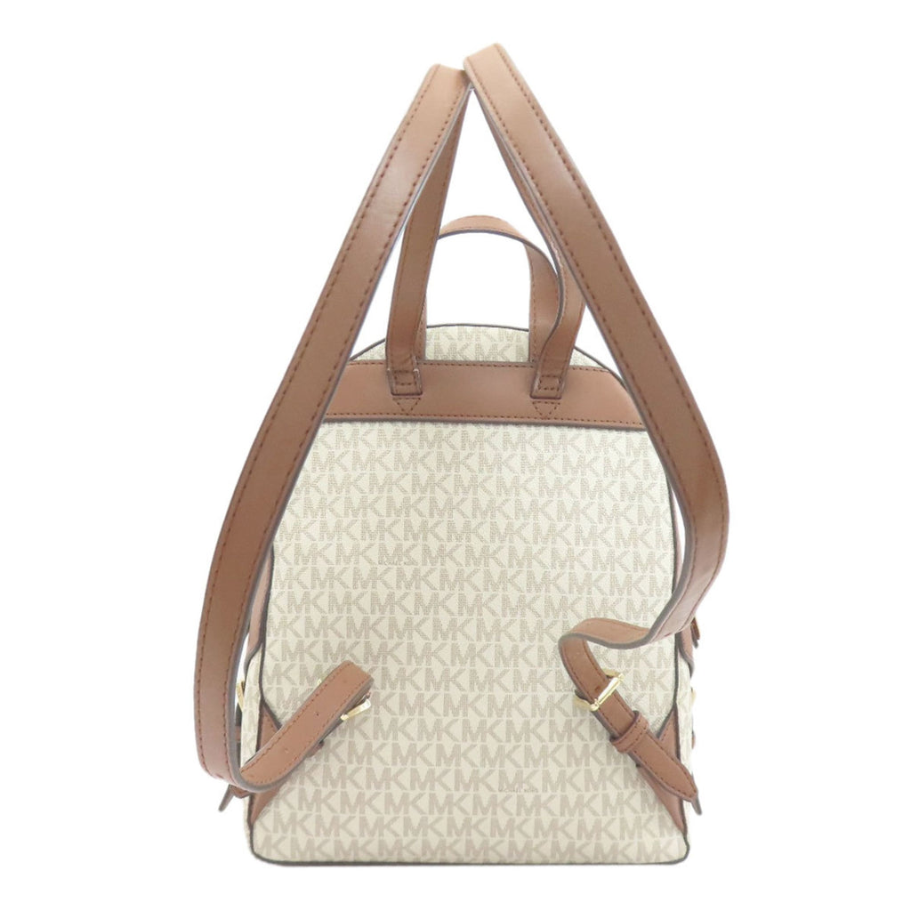 Michael Kors Brown White Leather Pvc Backpack (Pre-Owned)