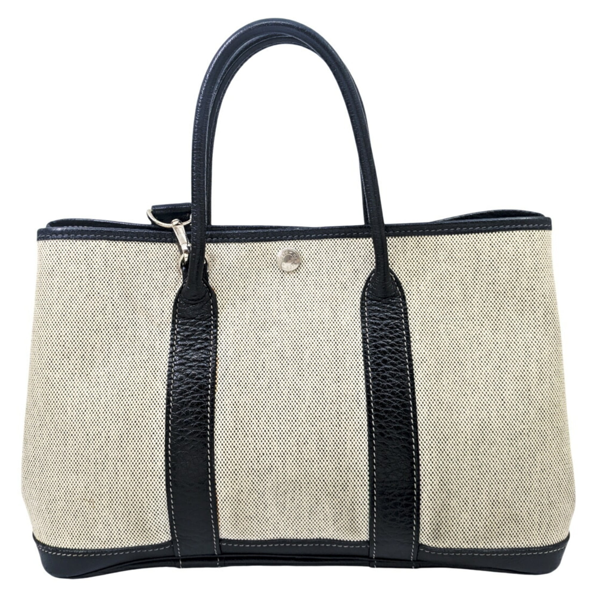 Hermes Black Canvas Leather Shoulder Bag (Pre-Owned)