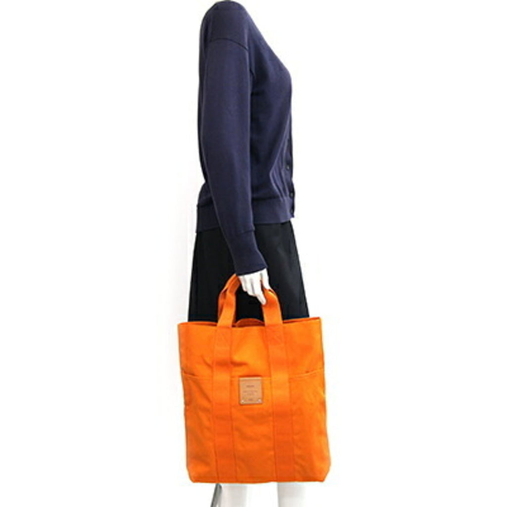 Hermes Orange Cotton Canvas Handbag (Pre-Owned)