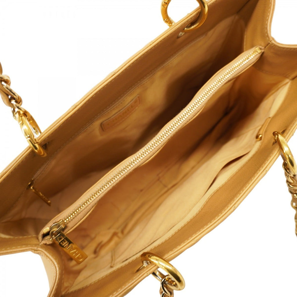 Chanel Beige Grained Calfskin Shoulder Bag (Pre-Owned)