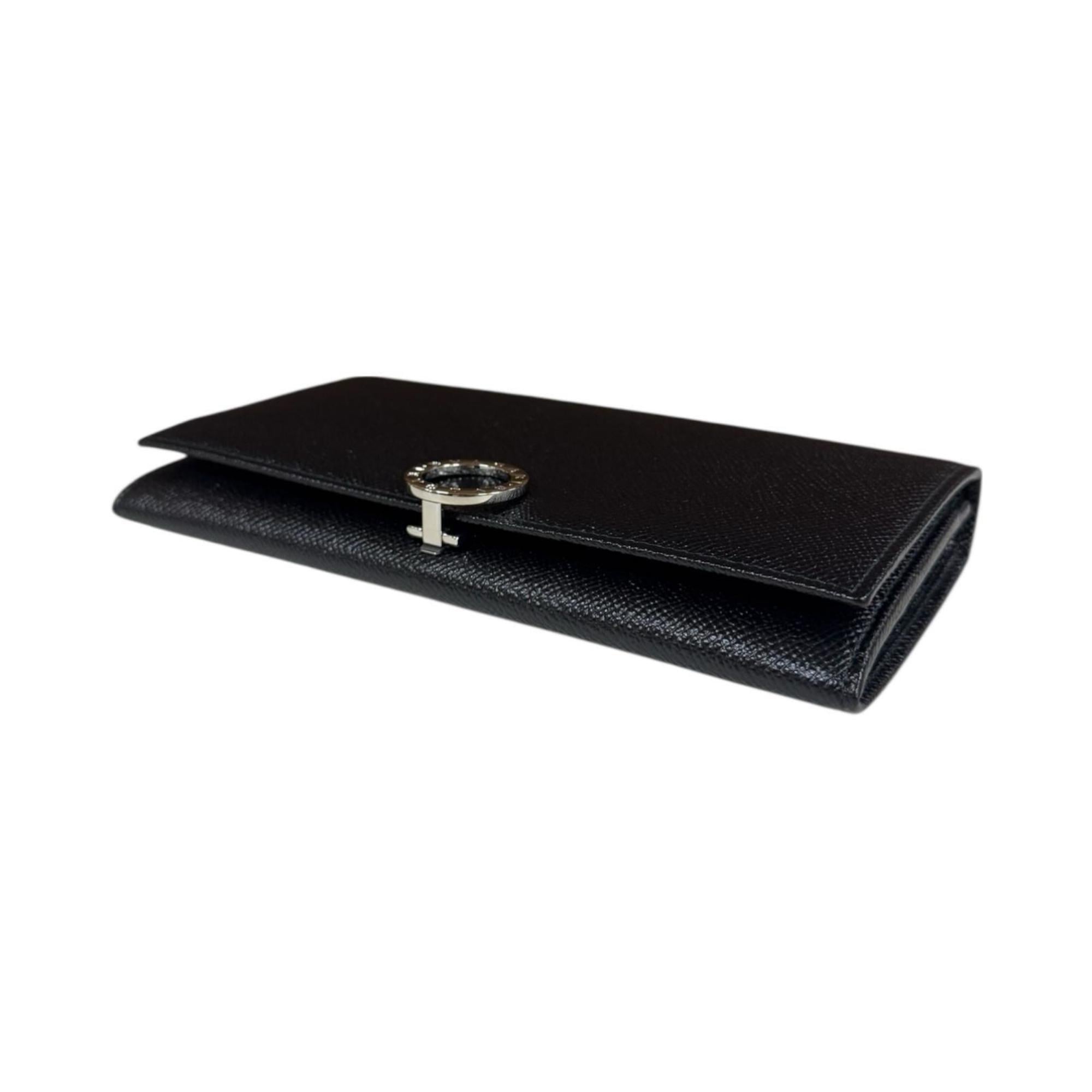 Bvlgari Black Leather Long Wallet (Tri-Fold) (Pre-Owned)