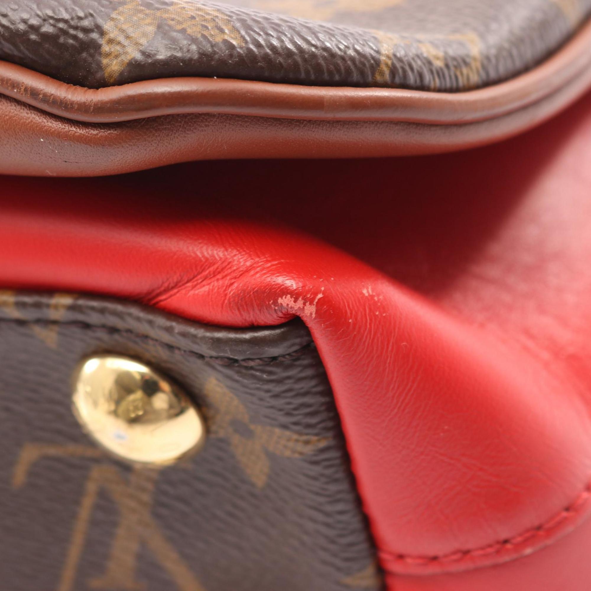 Louis Vuitton Black Brown Monogram Red Color Rouge Coated Canvas Leather Handbag (Pre-Owned)