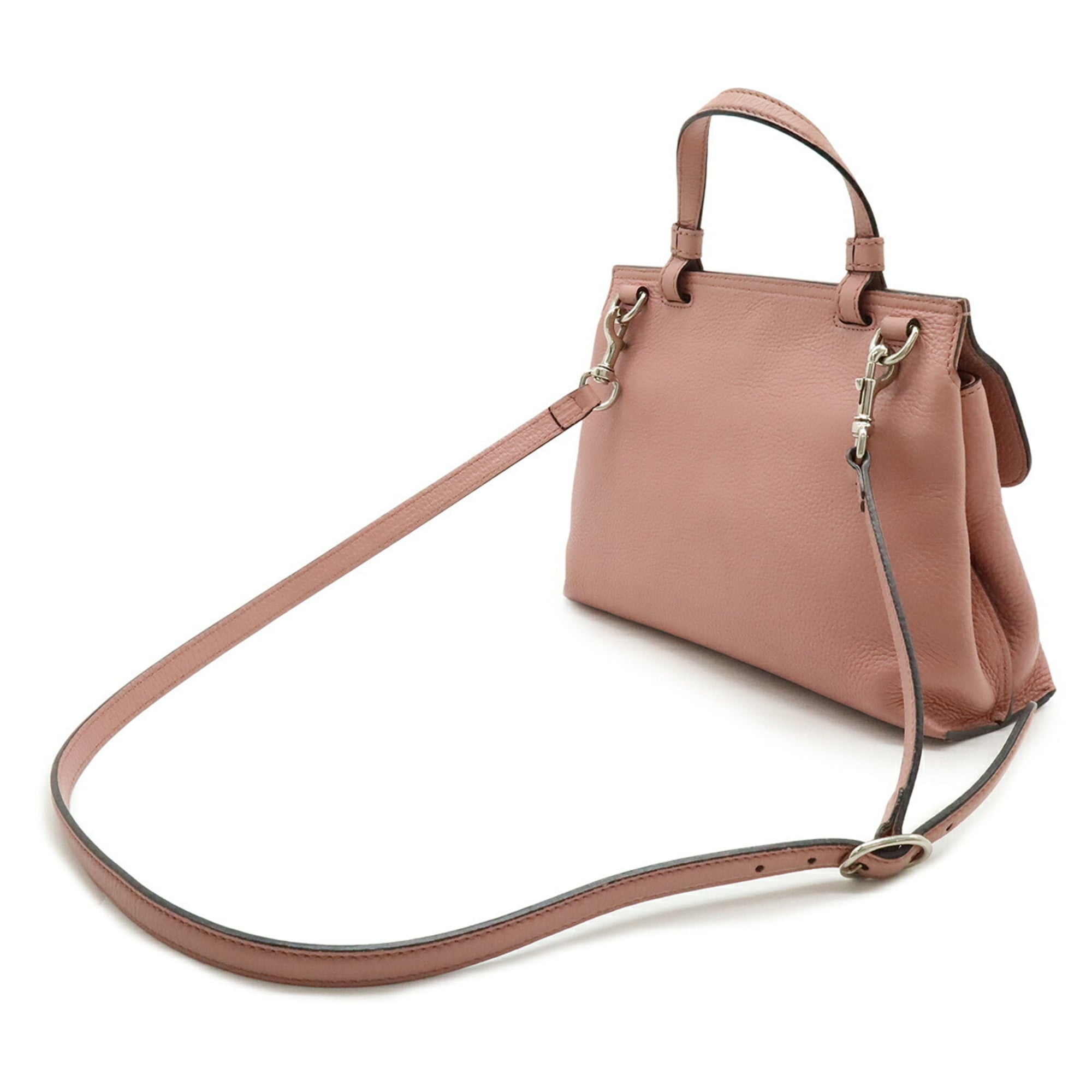 Gucci Pink Bamboo Leather Handbag Shoulder Bag (Pre-Owned)