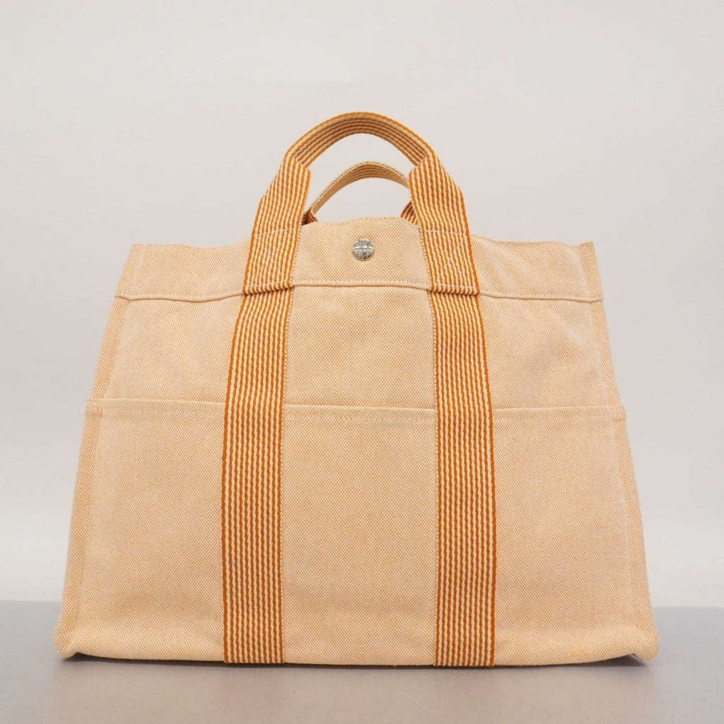 Hermes Orange White Canvas Tote Bag (Pre-Owned)
