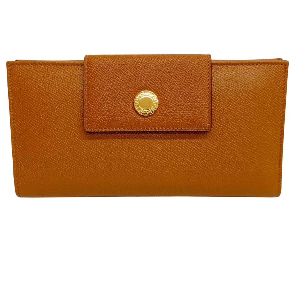 Bvlgari Brown Leather Long Wallet (Bi-Fold) (Pre-Owned)
