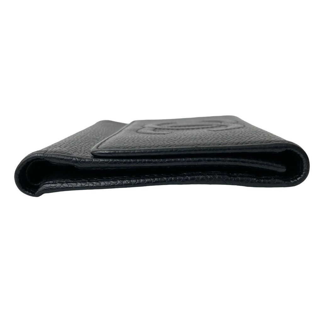 Chanel Black Grained Calfskin Wallet (Tri-Fold) (Pre-Owned)