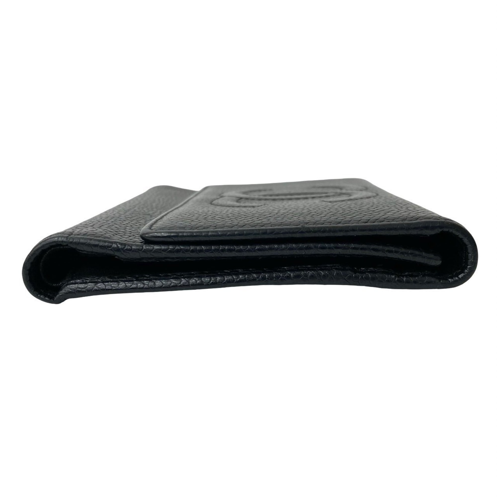 Chanel Black Grained Calfskin Wallet (Tri-Fold) (Pre-Owned)