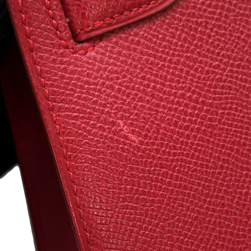 Hermes Kelly Rouge Vif Courchevel Leather Handbag (Pre-Owned)