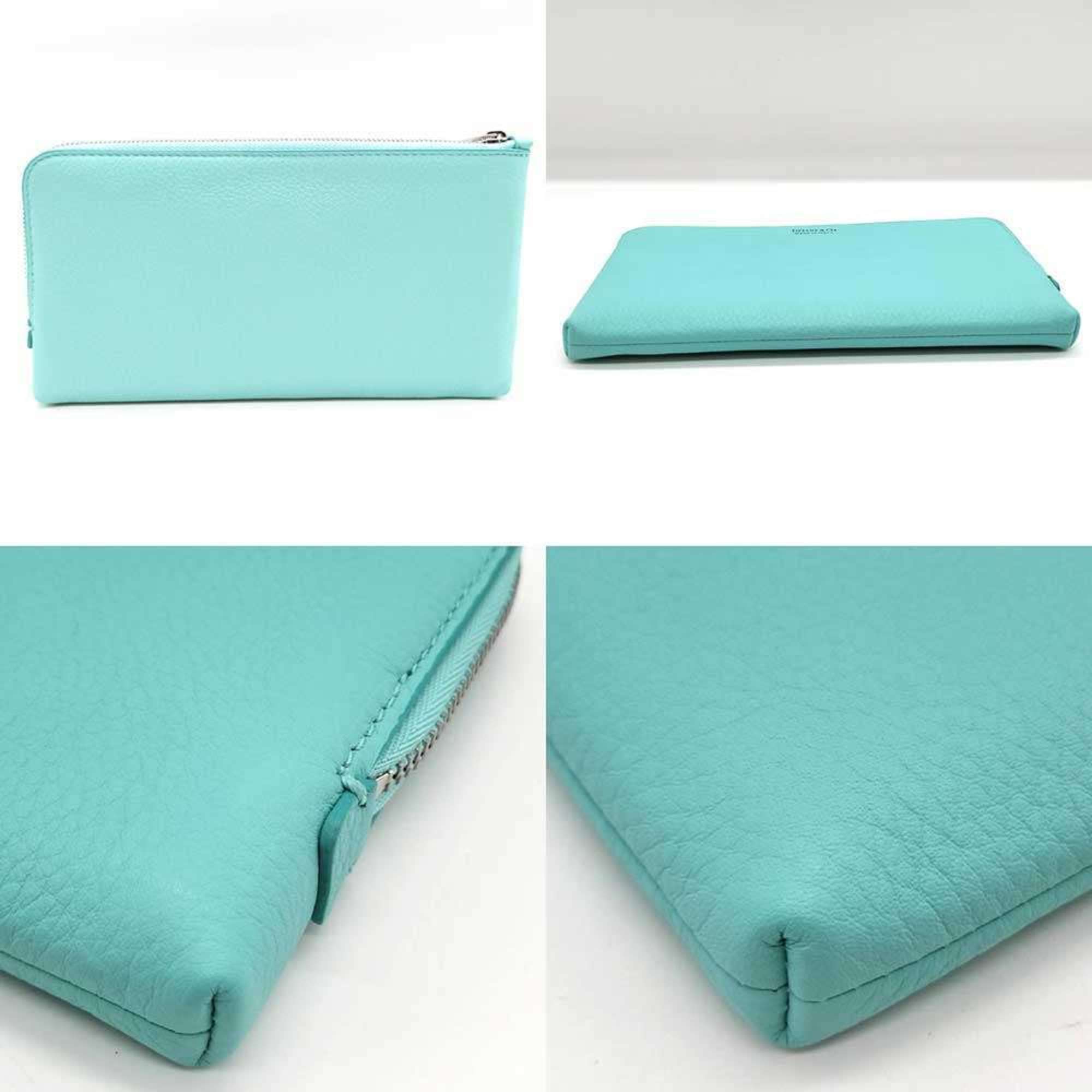 Tiffany Tiffany Blue Leather Long Wallet (Bi-Fold) (Pre-Owned)