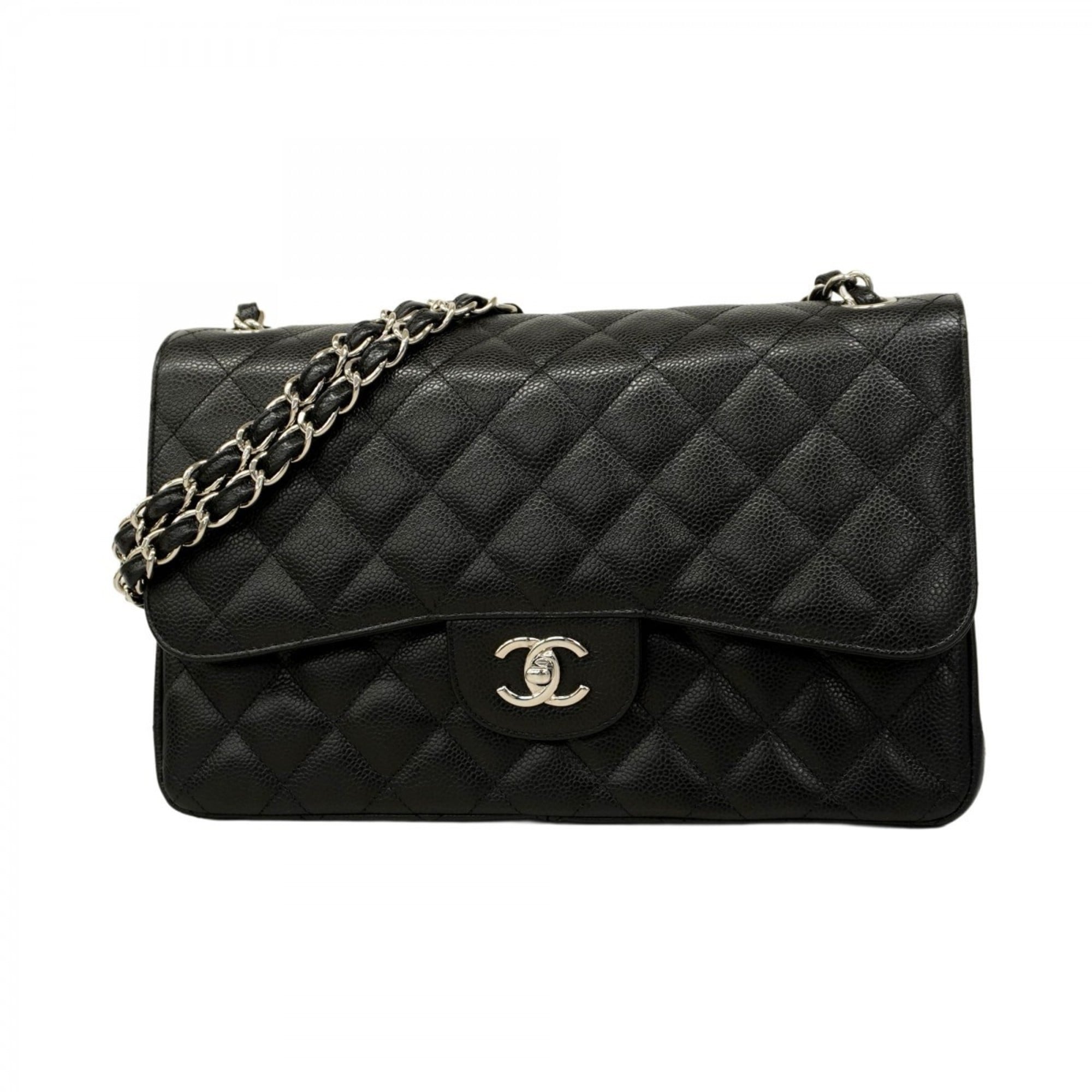 Chanel Black Grained Calfskin Shoulder Bag (Pre-Owned)