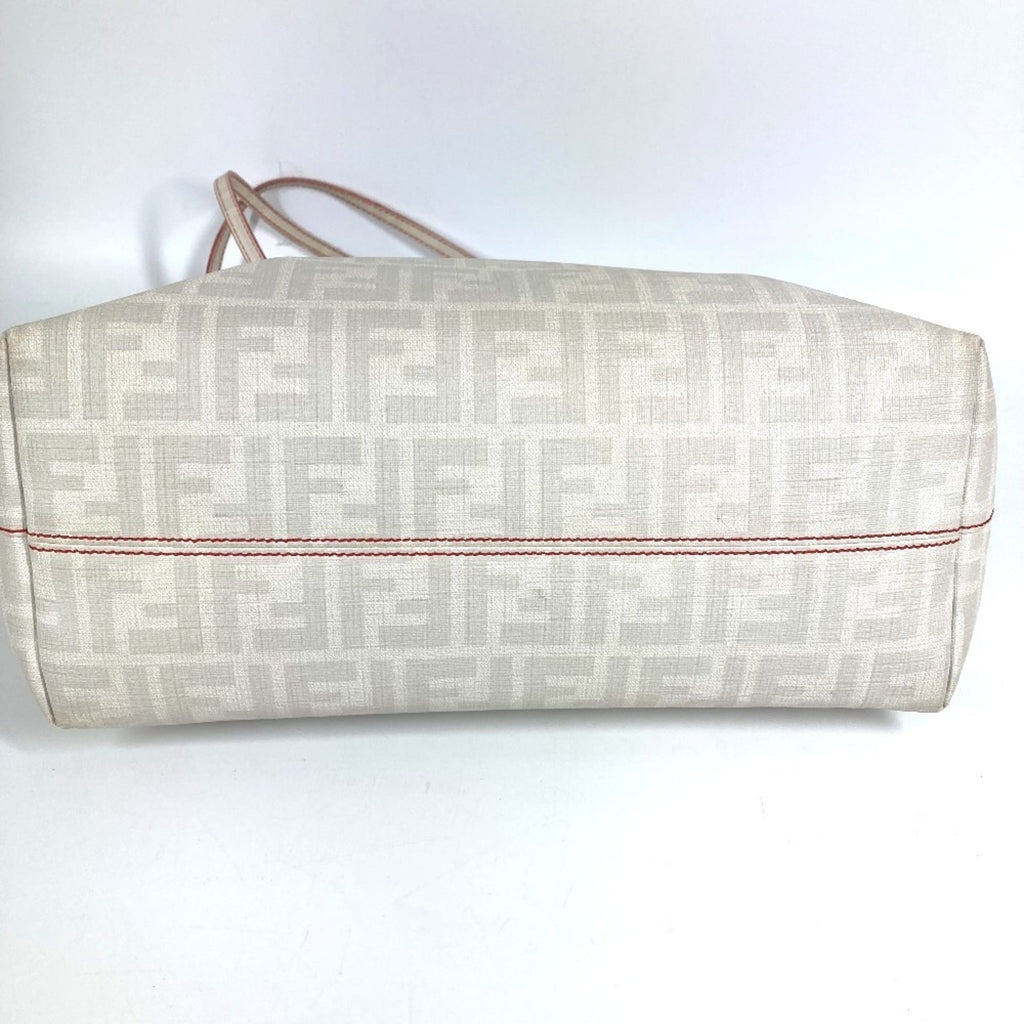 Fendi Zucca Red Color White Zucca Shoulder Bag Tote Bag (Pre-Owned)