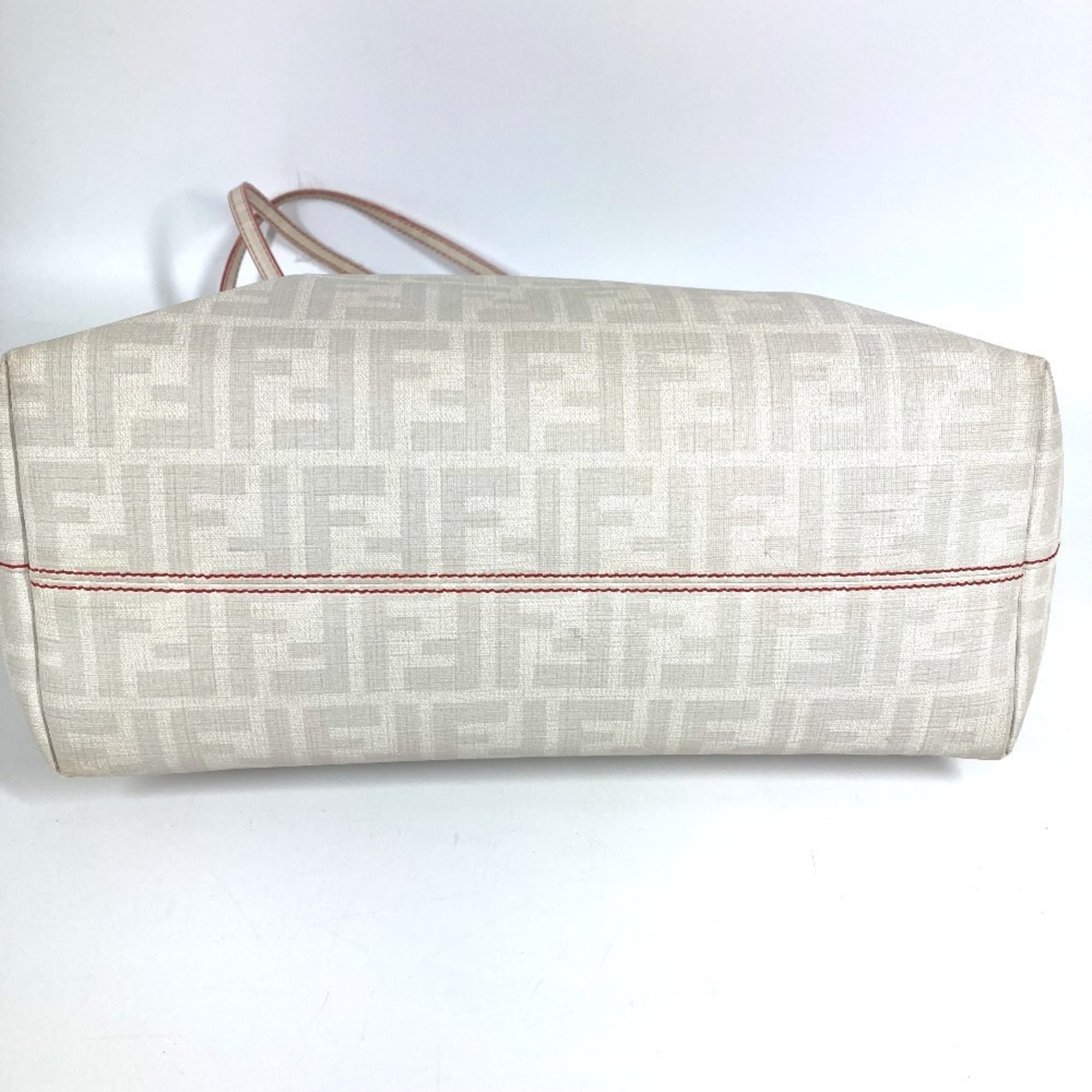 Fendi Zucca Red Color White Zucca Shoulder Bag Tote Bag (Pre-Owned)