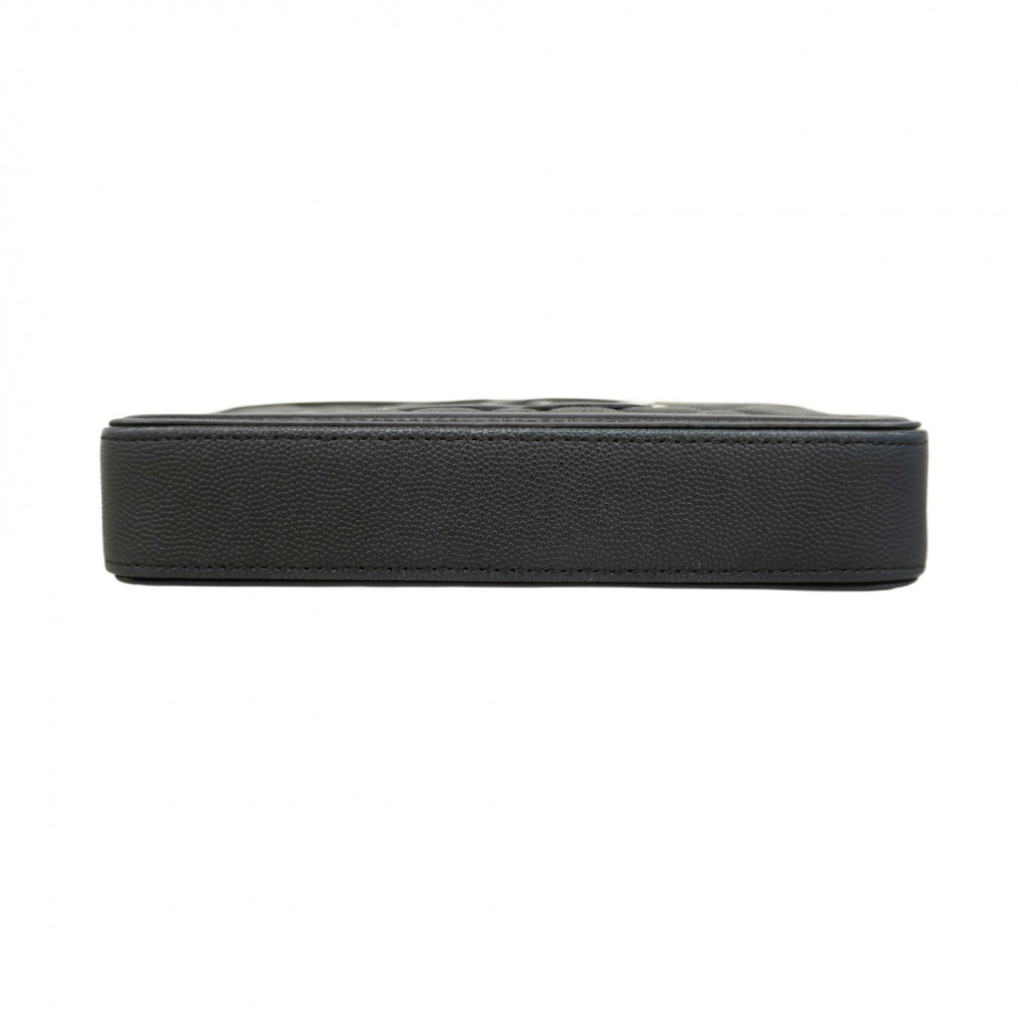 Chanel Black Grained Calfskin Chain/Shoulder Wallet (Pre-Owned)