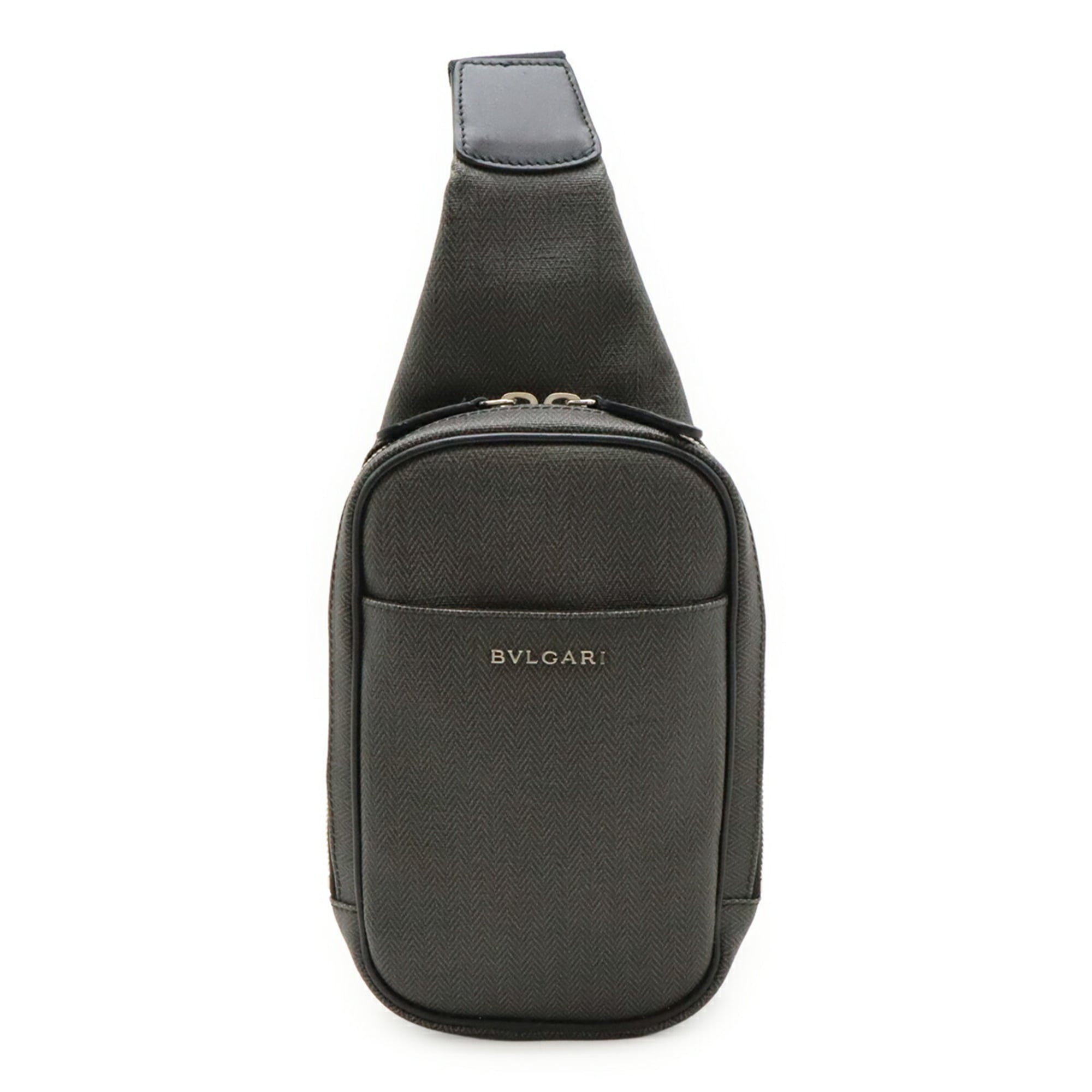 Bvlgari Black Gray Pvc Leather Shoulder Bag Sling Bag (Pre-Owned)