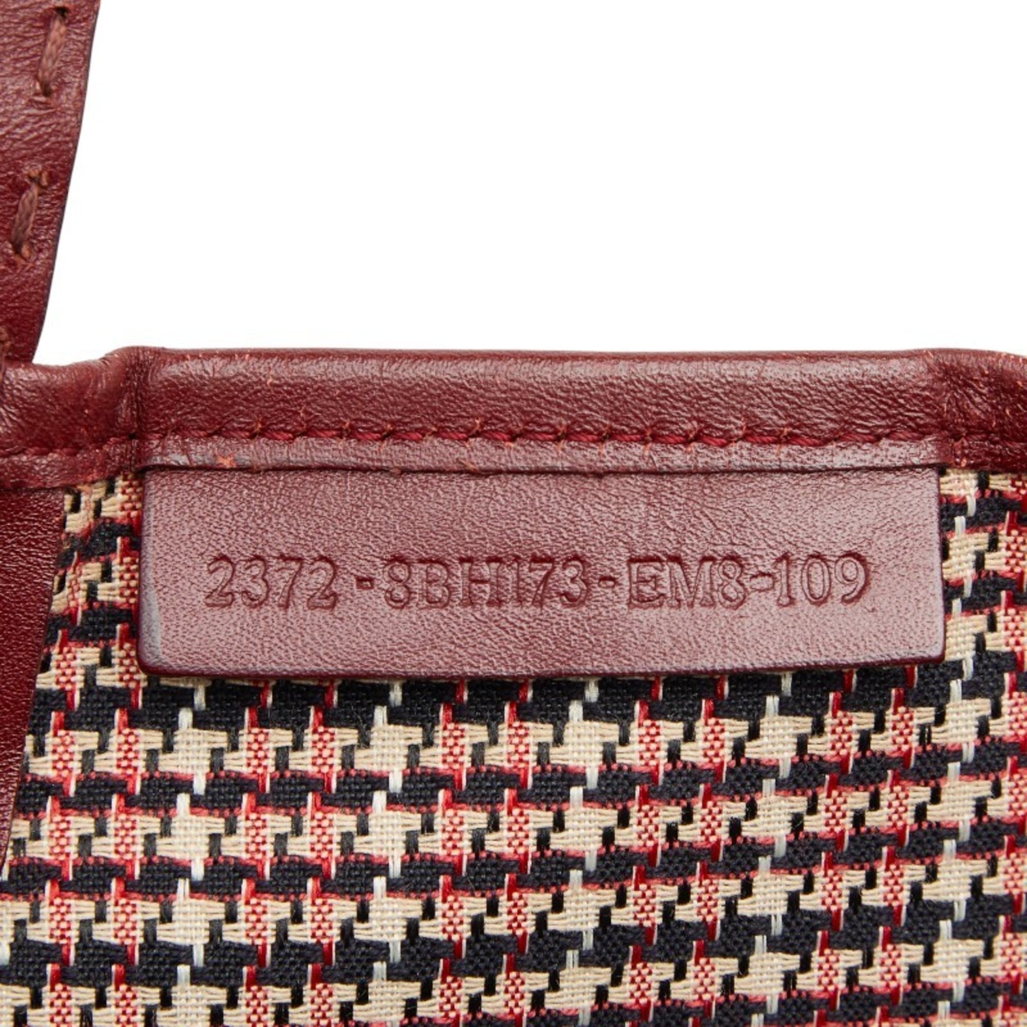 Fendi Brown Red Color Canvas Leather Handbag Tote Bag (Pre-Owned)