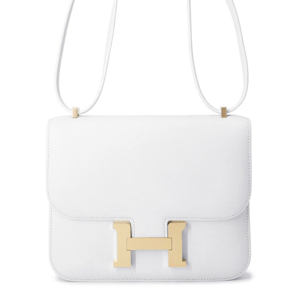 Hermes White Evercalf Leather Shoulder Bag (Pre-Owned)
