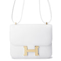 Hermes White Evercalf Leather Shoulder Bag (Pre-Owned)