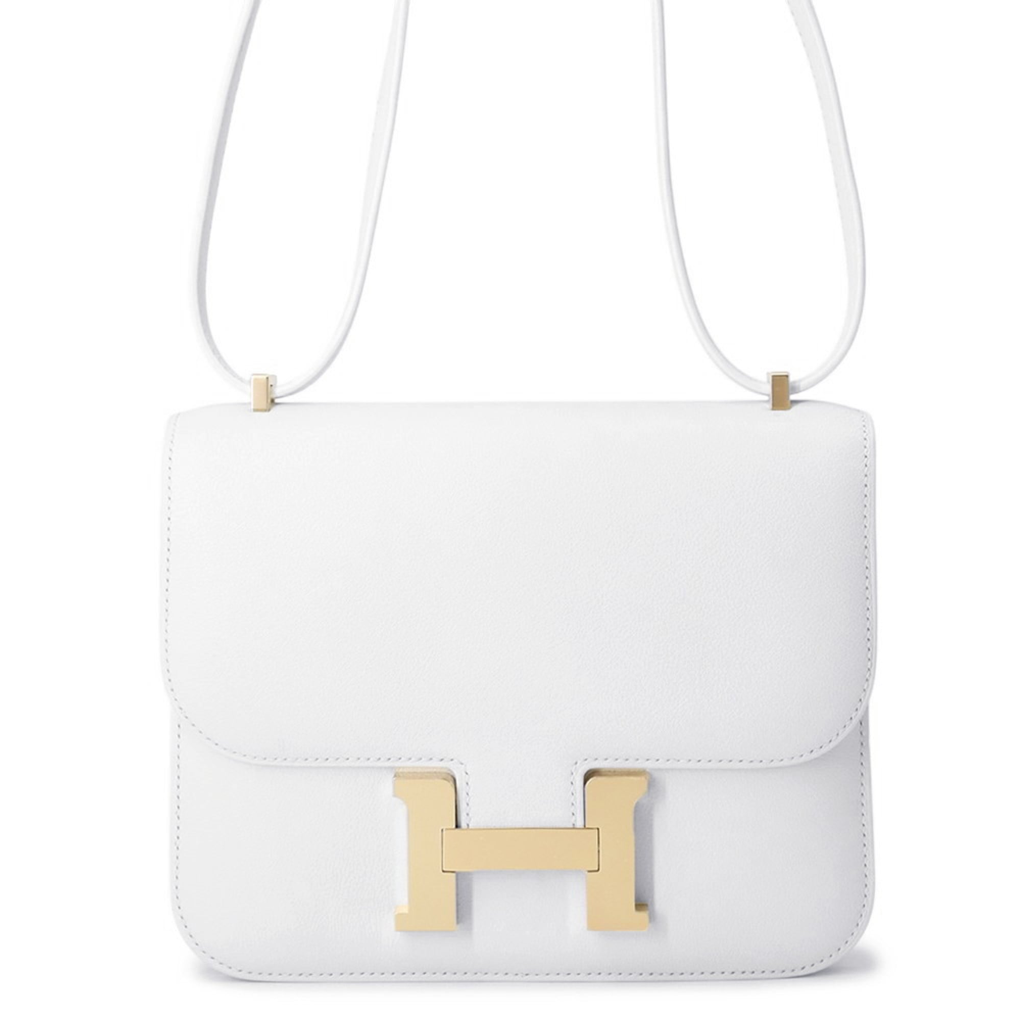Hermes White Evercalf Leather Shoulder Bag (Pre-Owned)