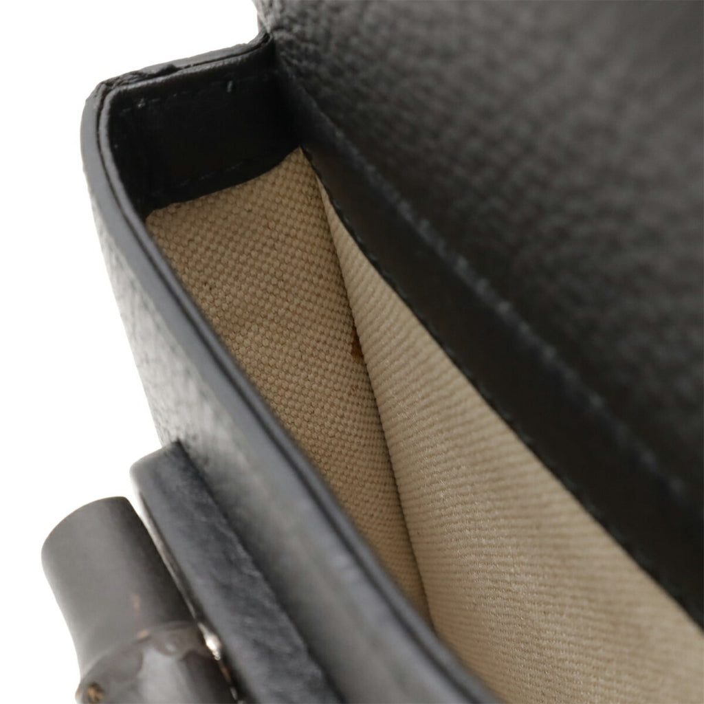 Gucci Black Bamboo Leather Backpack Shoulder Bag (Pre-Owned)