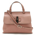 Gucci Pink Bamboo Leather Handbag Shoulder Bag (Pre-Owned)