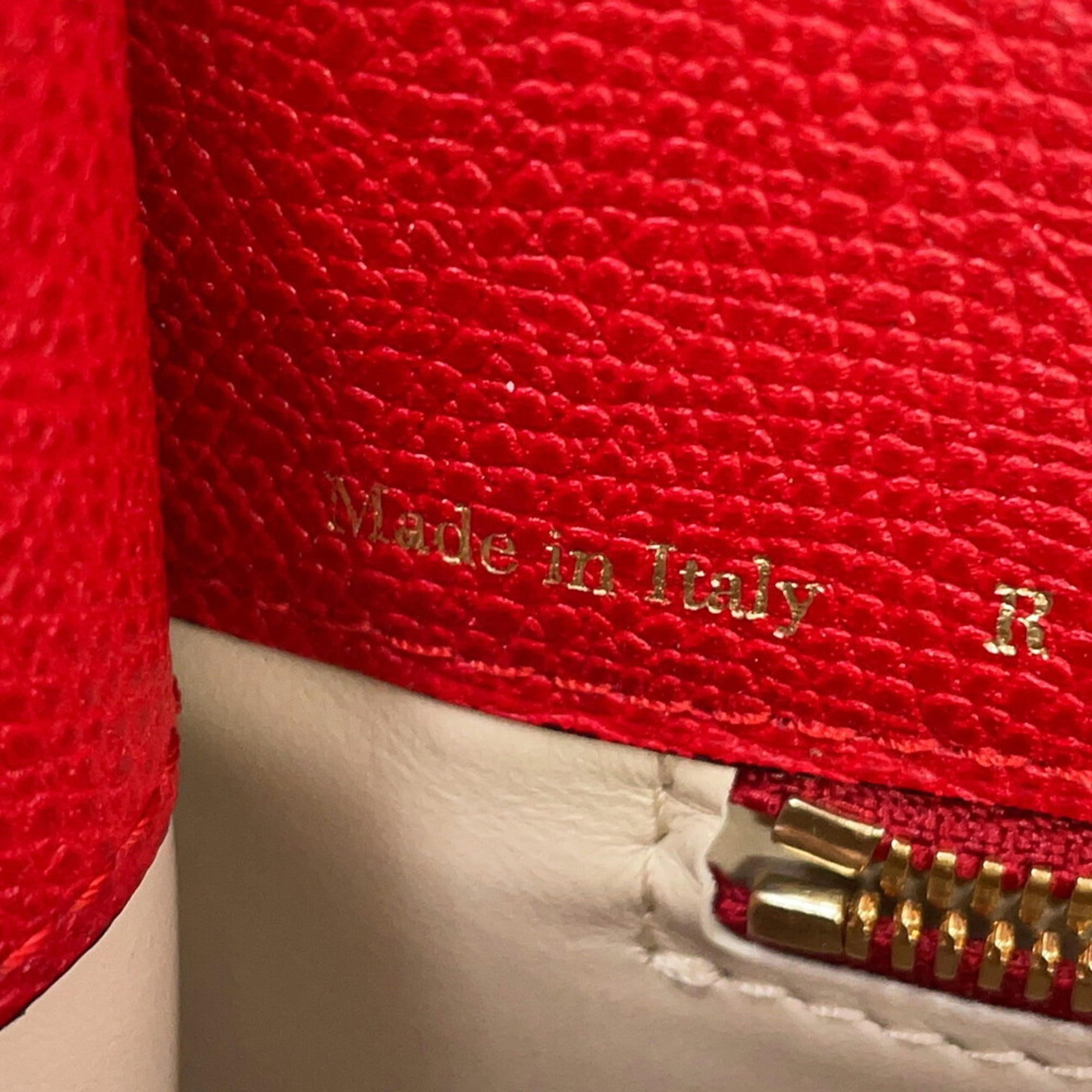 Valextra Pink Red Color Leather Handbag (Pre-Owned)