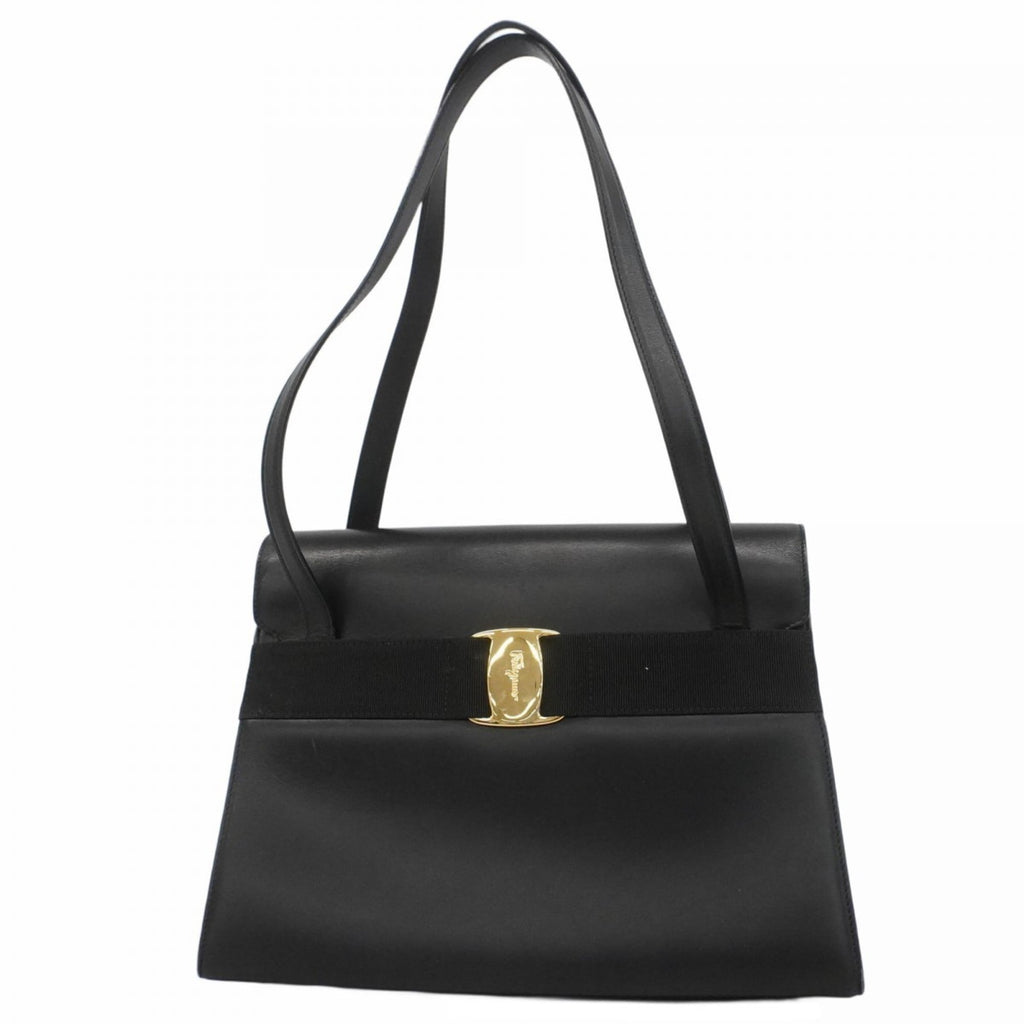 Salvatore Ferragamo Black Leather Shoulder Bag (Pre-Owned)