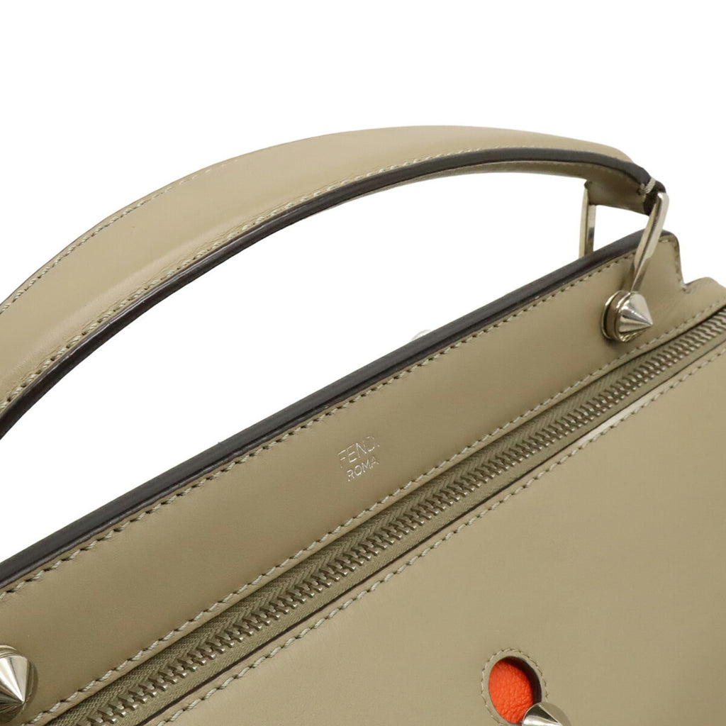 Fendi Dotcom Grayish Leather Handbag Shoulder Bag (Pre-Owned)