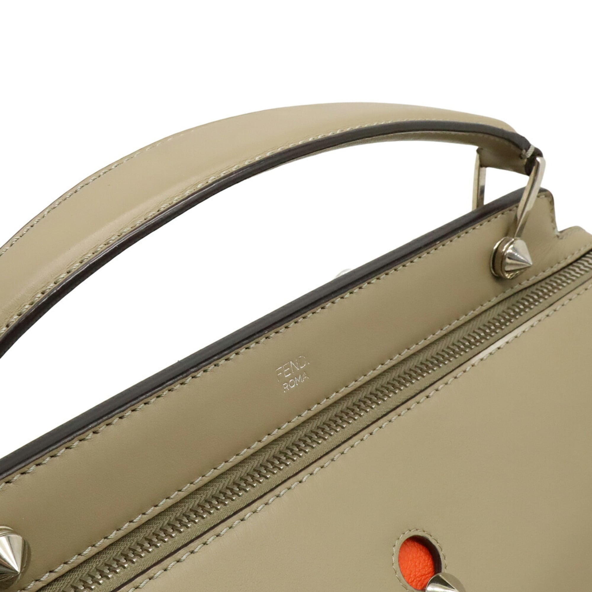 Fendi Dotcom Grayish Leather Handbag Shoulder Bag (Pre-Owned)