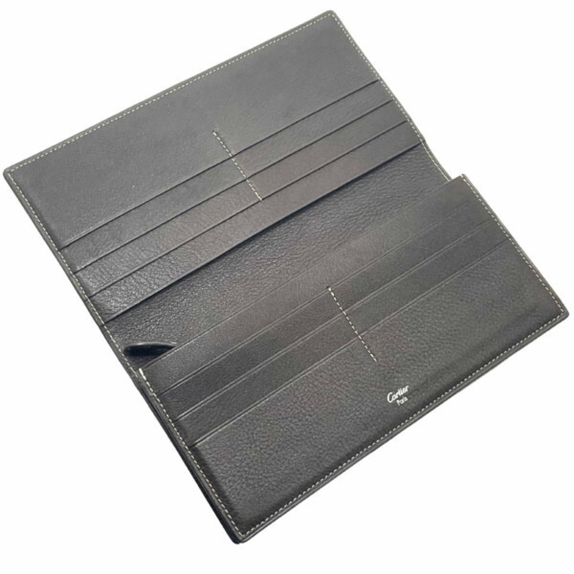 Cartier Dark Brown Leather Long Wallet (Bi-Fold) (Pre-Owned)
