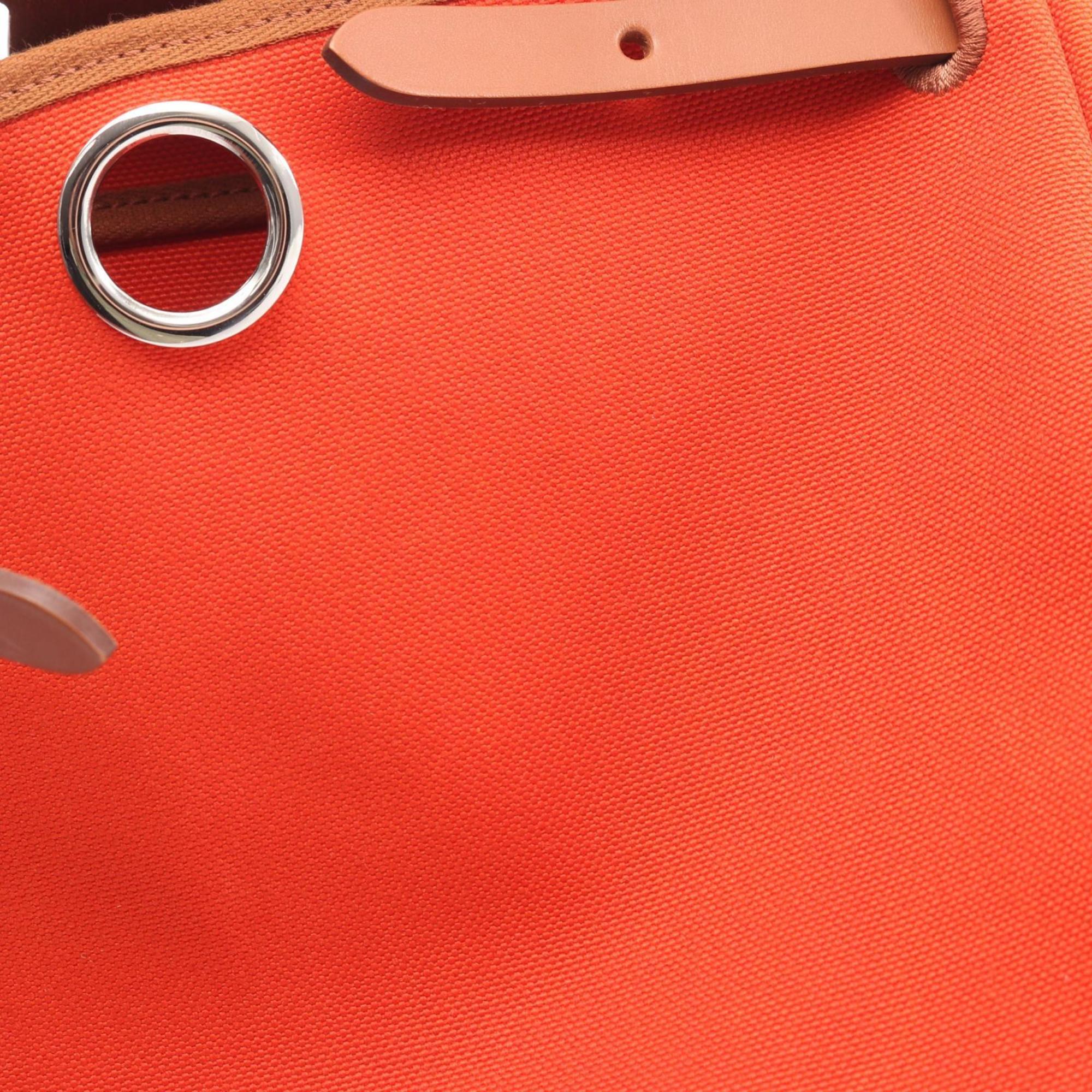 Hermes Brown Orange Canvas Handbag (Pre-Owned)