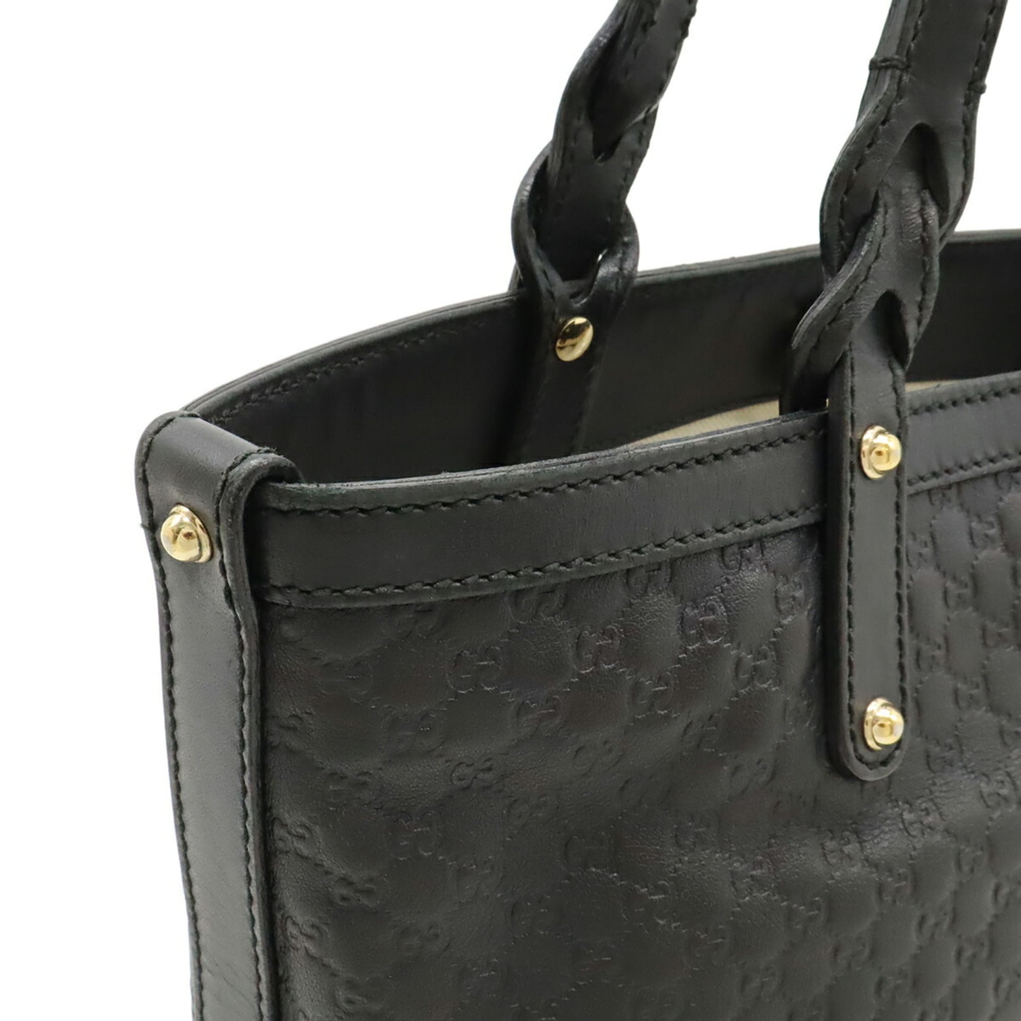 Gucci Black Leather Handbag Tote Bag (Pre-Owned)
