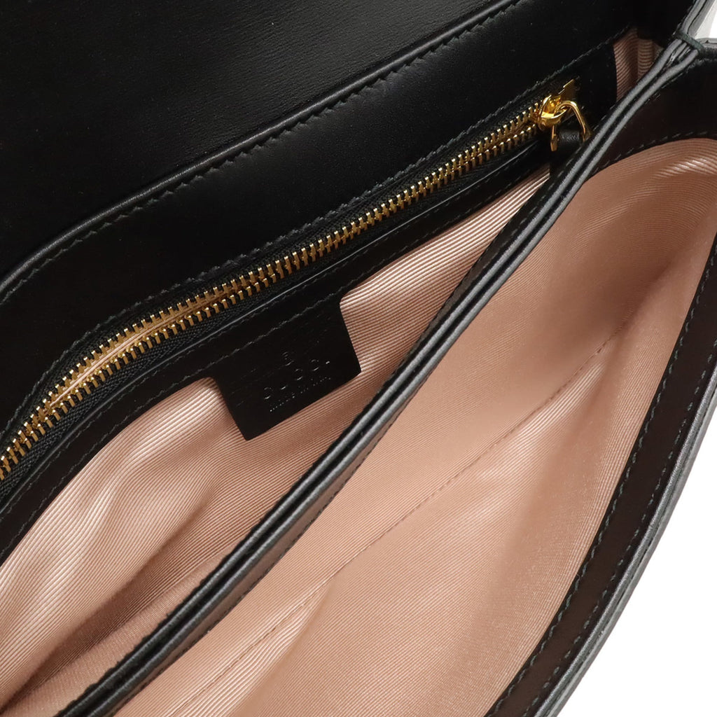 Gucci Gg Marmont Black Leather Pochette Shoulder Bag (Pre-Owned)