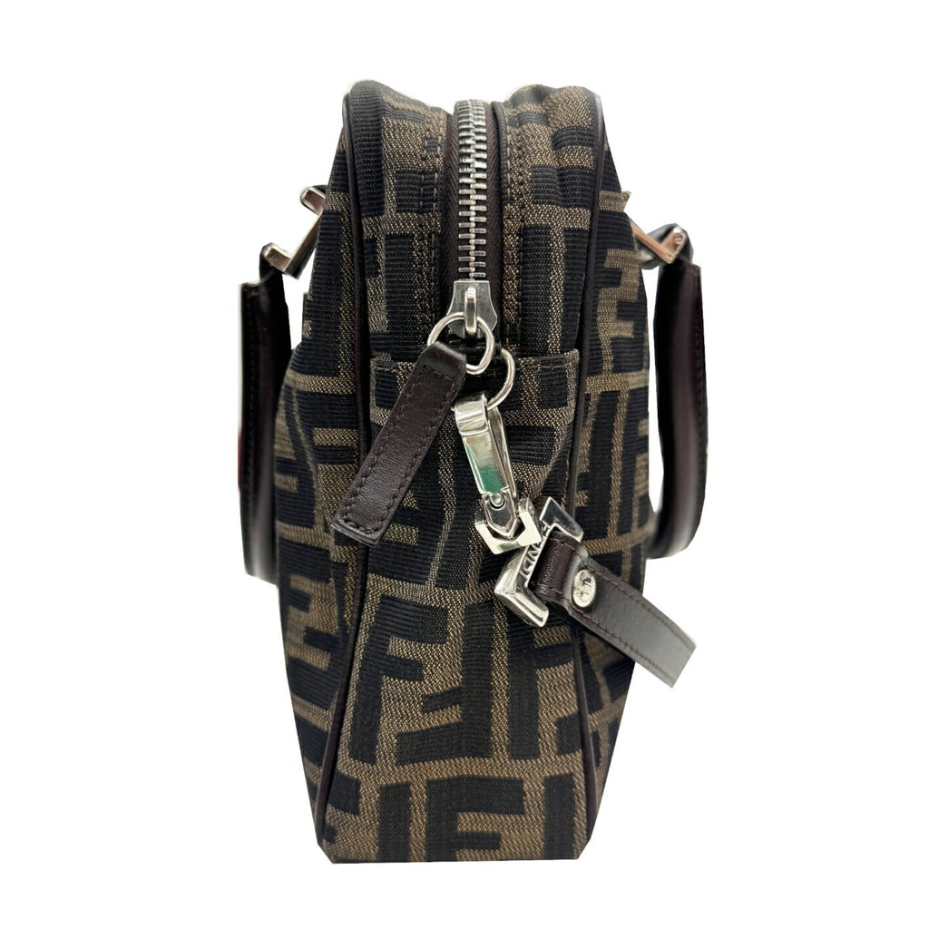 Fendi Brown Canvas Leather Handbag (Pre-Owned)