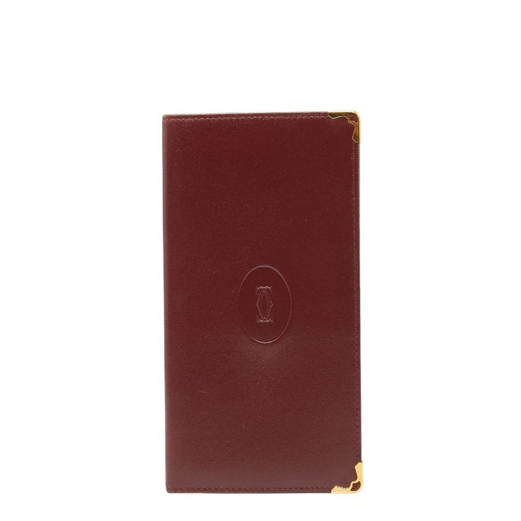 Cartier Bordeaux Wine Red Leather Long Bill Wallet (Bi-Fold) (Pre-Owned)
