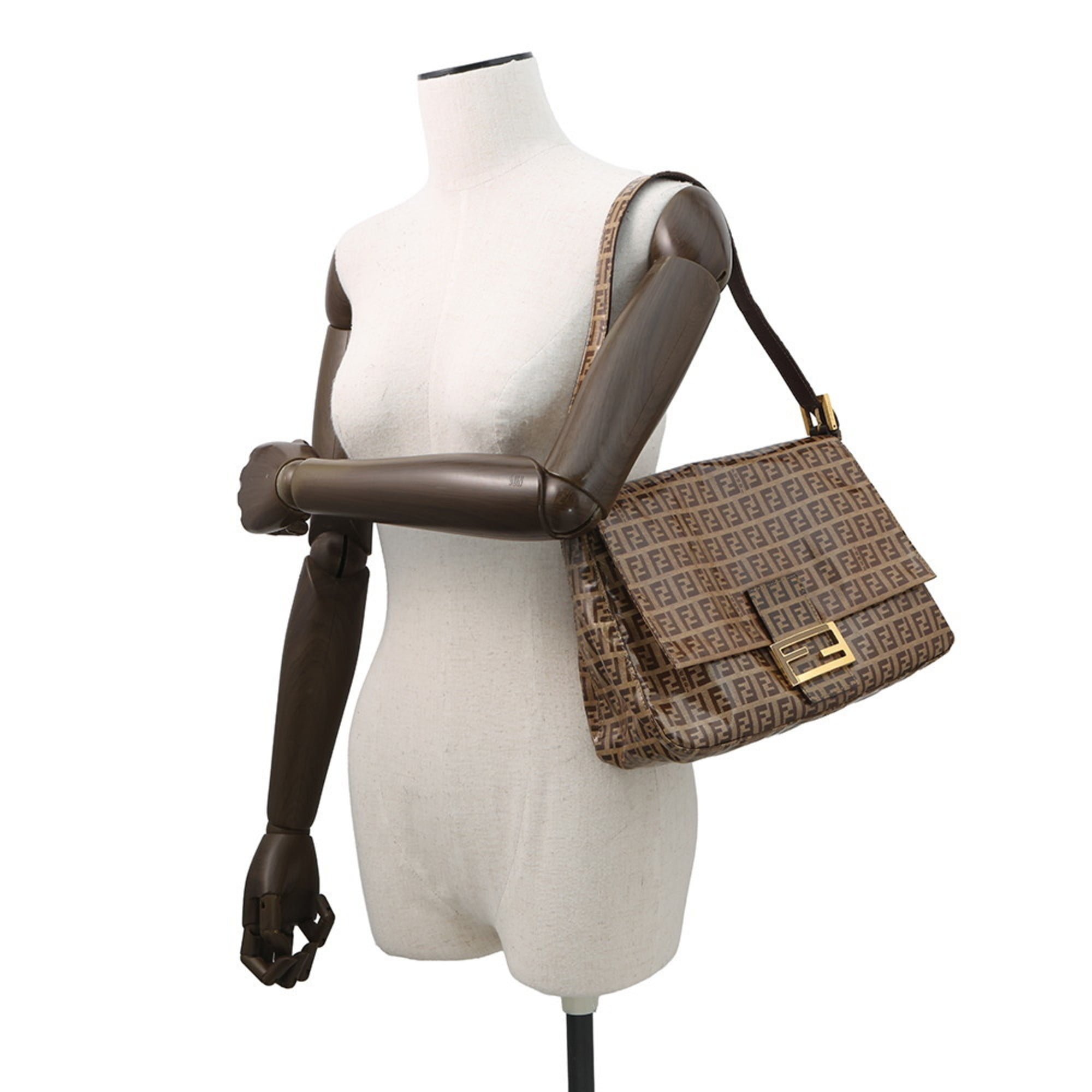 Fendi Zucchino Brown Patent Leather Handbag (Pre-Owned)