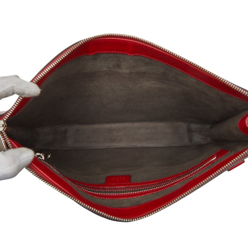 Gucci Red Color Leather Clutch Bag (Pre-Owned)