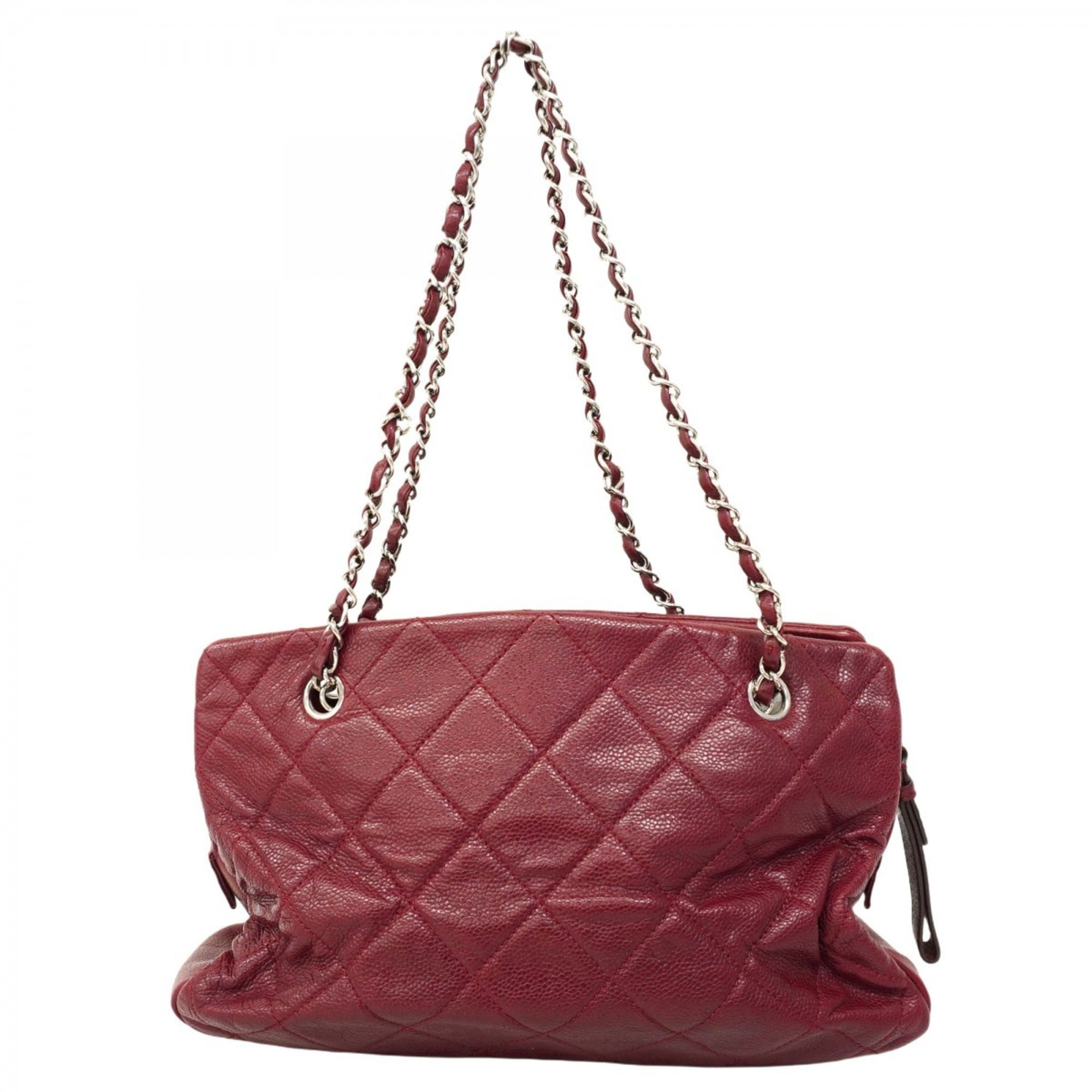 Chanel Red Color Grained Calfskin Shoulder Bag (Pre-Owned)