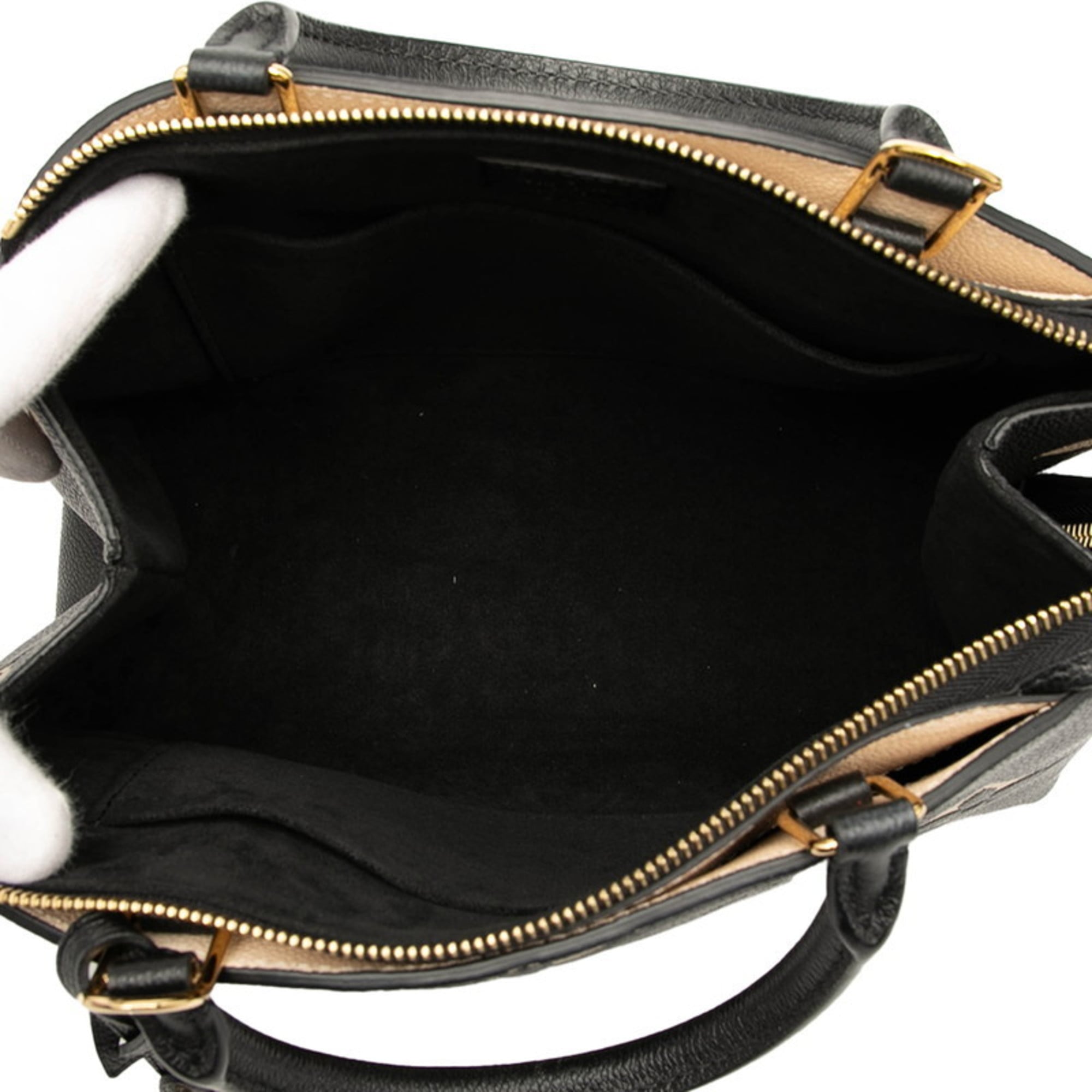 Louis Vuitton Beige Black Leather Handbag (Pre-Owned)
