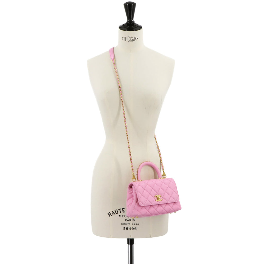 Chanel Pink Grained Calfskin Handbag Shoulder Bag (Pre-Owned)