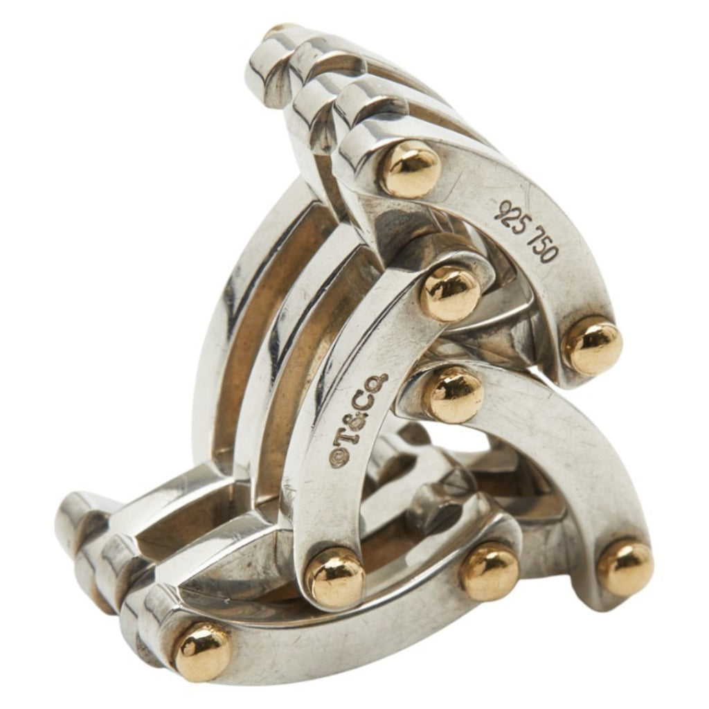 Tiffany Silver Yellow Gold Yellow Gold (18K) Silver 925 Band Ring (Pre-Owned)